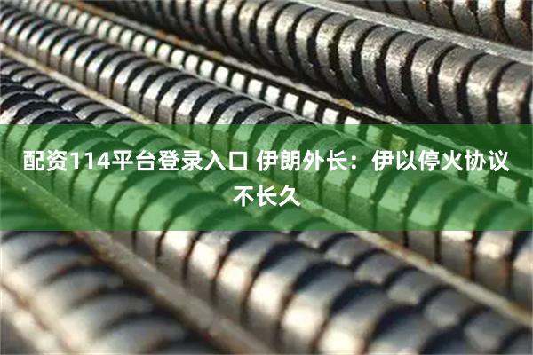 配资114平台登录入口 伊朗外长：伊以停火协议不长久