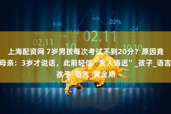 上海配资网 7岁男孩每次考试不到20分？原因竟是……母亲：3岁才说话，此前轻信“贵人语迟”_孩子_语言_黄金期