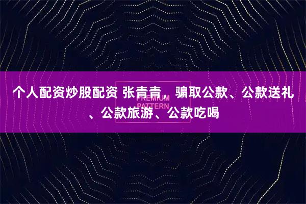 个人配资炒股配资 张青青，骗取公款、公款送礼、公款旅游、公款吃喝